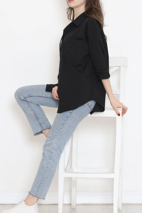 Çift Cepli Gömlek Siyah - 16656.1775. - Resim 6