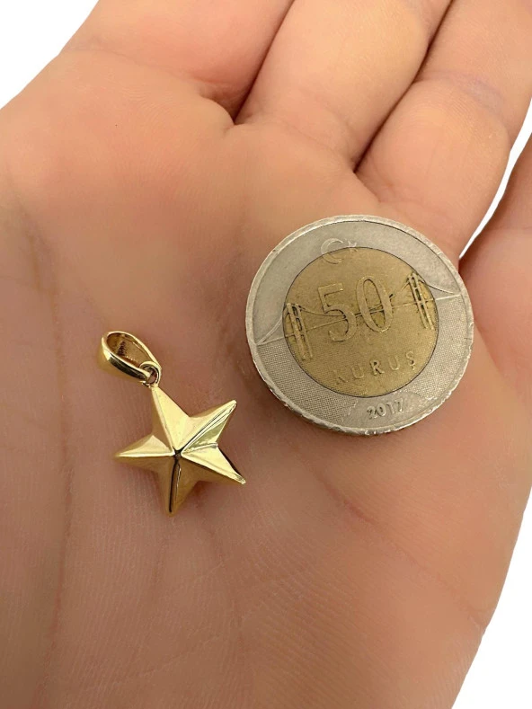 Minik Yıldız Altın Kolye Ucu Taşsız Günlük - Resim 3