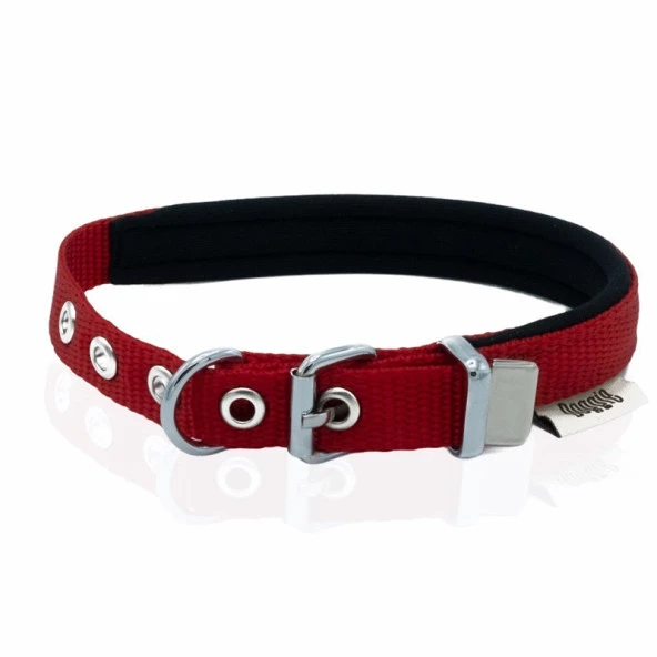 Doggie Konfor Dokuma Köpek Boyun Tasması Kırmızı 1,5x25-30 Cm Medium ürün görseli 1
