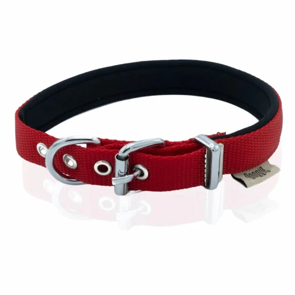 Doggie Konfor Dokuma Köpek Boyun Tasması Kırmızı 2x30-35 Cm Small