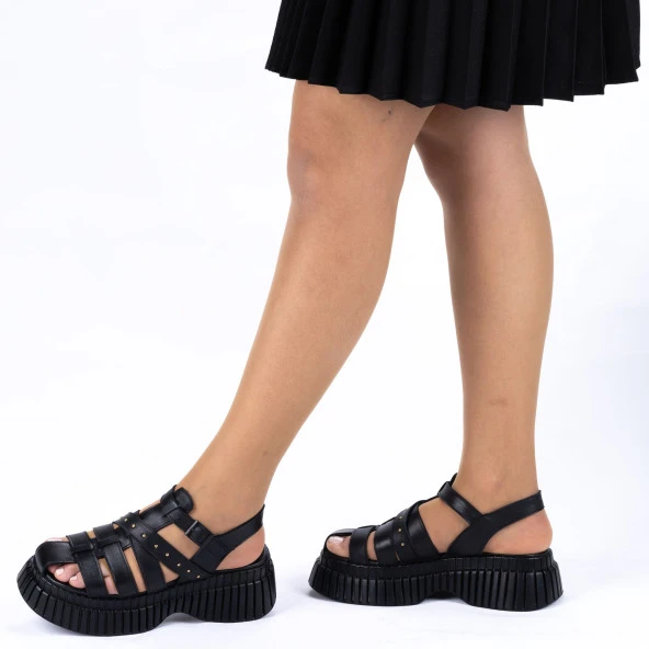 TwoEgoist Kadın Hakiki Deri Yüksek Platform Tabanlı Sandalet - 3