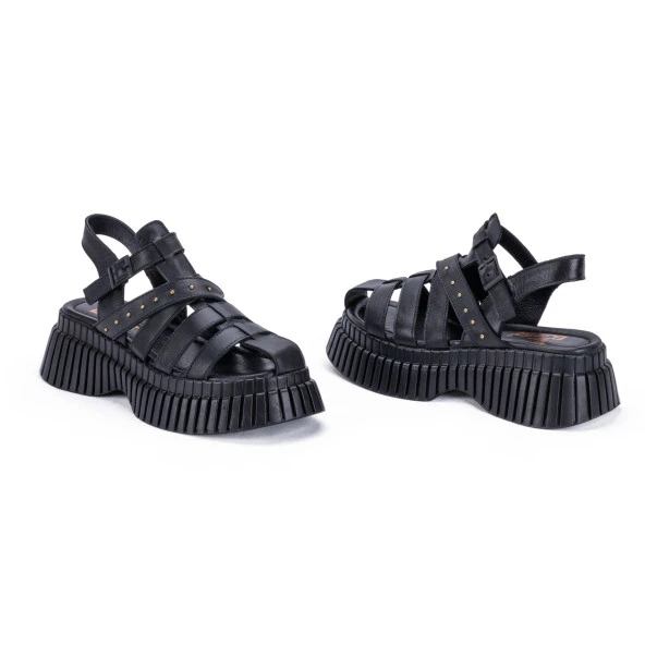 TwoEgoist Kadın Hakiki Deri Yüksek Platform Tabanlı Sandalet - 4