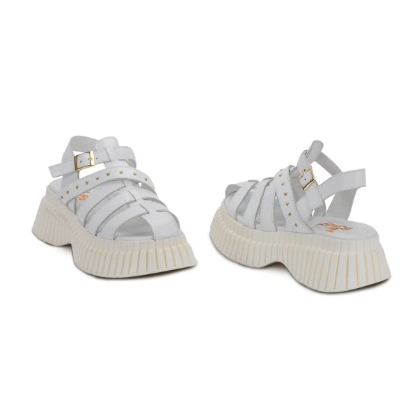 TwoEgoist Kadın Hakiki Deri Yüksek Platform Tabanlı Sandalet - 8