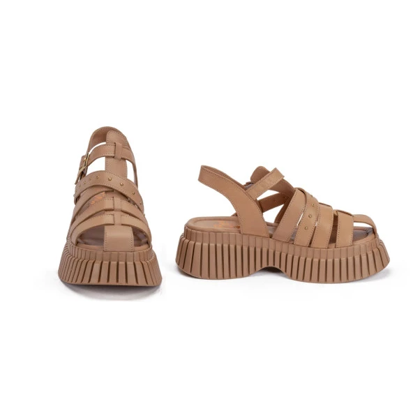 TwoEgoist Kadın Hakiki Deri Yüksek Platform Tabanlı Sandalet - 12