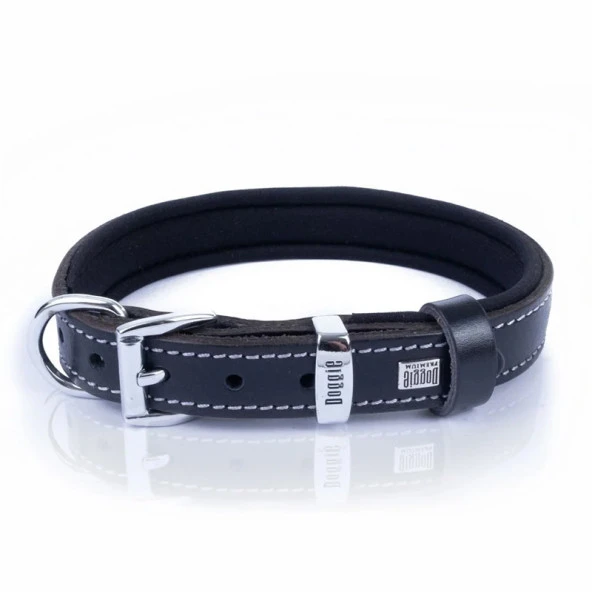 Doggie Konfor Kemik Desenli Deri Köpek Boyun Tasması Siyah 2x30-35 Cm Medium ürün görseli 1