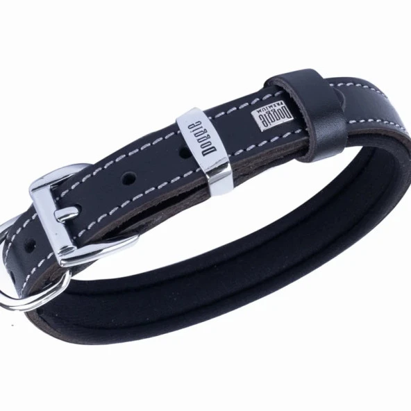 Doggie Konfor Kemik Desenli Deri Köpek Boyun Tasması Siyah 2x30-35 Cm Medium - Resim 2