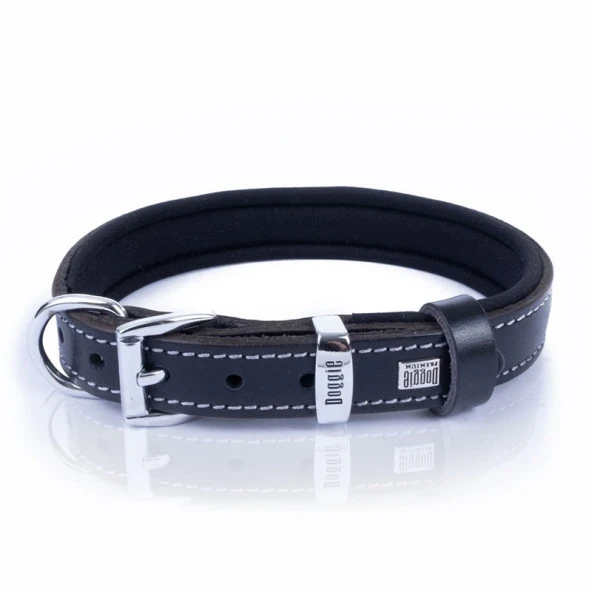 Doggie Konfor Kemik Desenli Deri Köpek Boyun Tasması Siyah 2x35-40 Cm Medium - Resim 2
