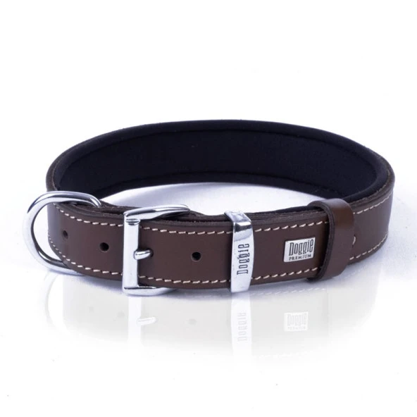 Doggie Konfor Kemik Desenli Deri Köpek Boyun Tasması Kahve 3x42-50 Cm Medium - 2