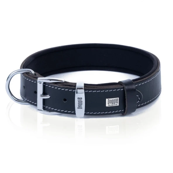 Doggie Konfor Kemik Desenli Deri Köpek Boyun Tasması Siyah 3,5x37-55 Cm Medium - Resim 2