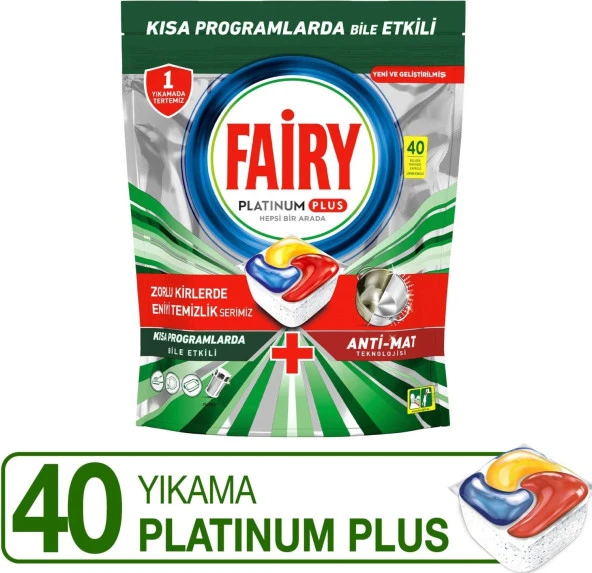 Fairy Platinum Plus Bulaşık Makinesi Tableti 40'lı
