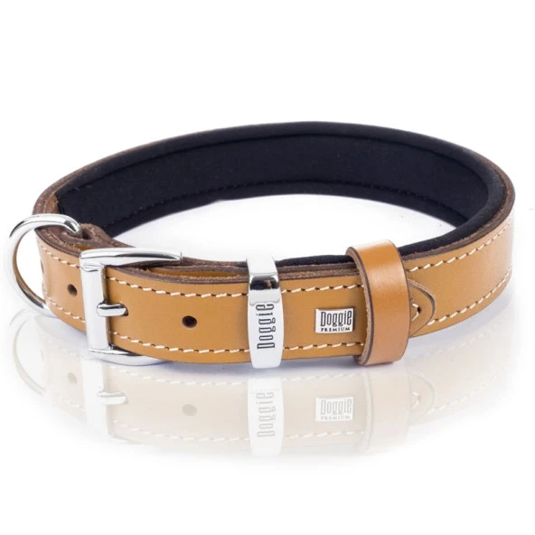 Doggie Konfor Pati Desenli Deri Köpek Boyun Tasması Kamel 2,5x37-45 Cm Medium - Resim 2