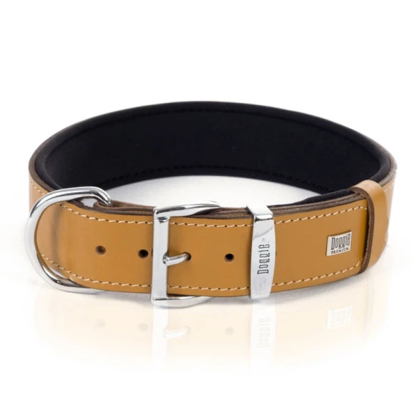 Doggie Konfor Pati Desenli Deri Köpek Boyun Tasması Kamel 4x52-60 Cm Medium - Resim 2