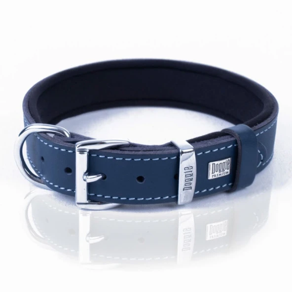 Doggie Konfor Pati Desenli Deri Köpek Boyun Tasması RoyalMavi 3x42-50 Cm Medium - Resim 2