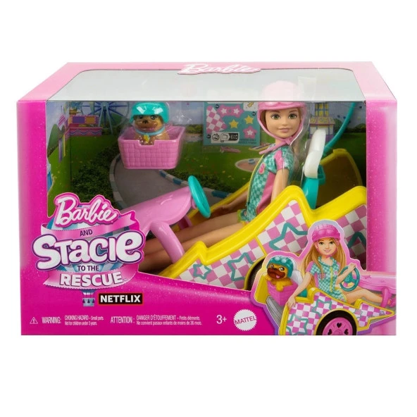 HRM08 Barbie Stacie Go-Kart Yapıyor Oyun Seti - Barbie and Stacie To The Rescue