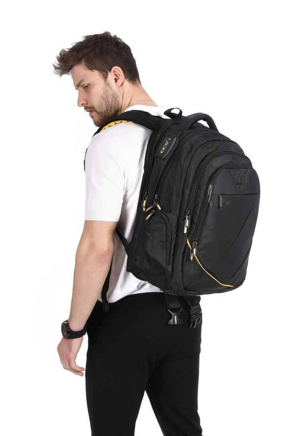 Unisex Siyah Laptop Bölmeli Sırt Çantası 51248 - 5