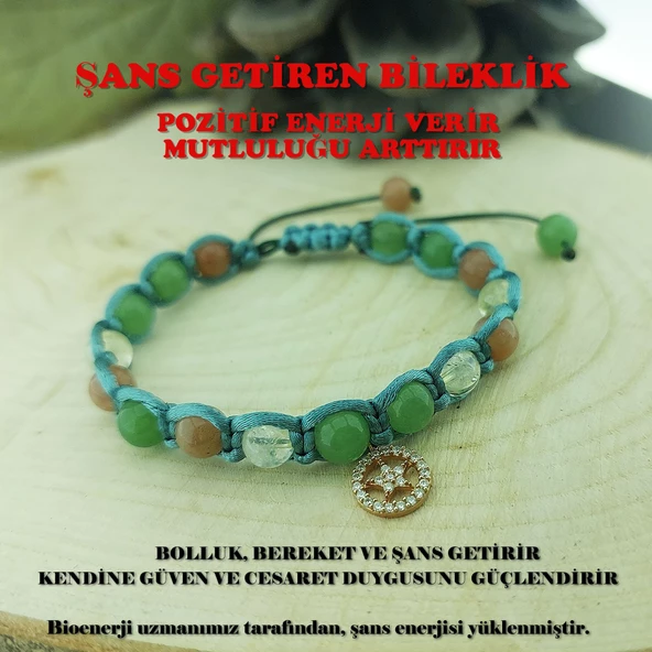 Vaoov 925 Ayar Gümüş Doğal Taşlı Şans Bilekliği ürün görseli