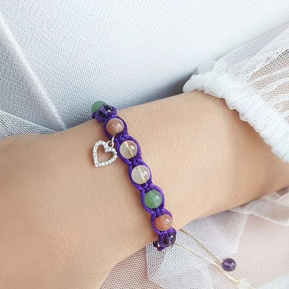 Vaoov 925 Ayar Gümüş Doğal Taşlı Zenginlik Bilekliği - Resim 7