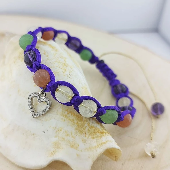 Vaoov 925 Ayar Gümüş Doğal Taşlı Zenginlik Bilekliği - Resim 3