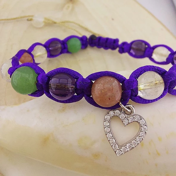 Vaoov 925 Ayar Gümüş Doğal Taşlı Zenginlik Bilekliği - Resim 6