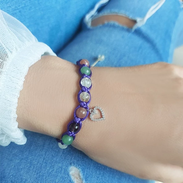 Vaoov 925 Ayar Gümüş Doğal Taşlı Zenginlik Bilekliği - Resim 4