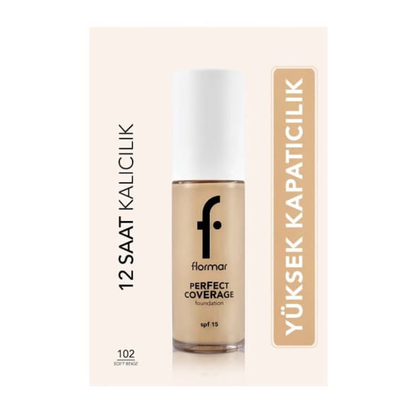 Flormar Perfect Coverage Foundation Fondöten 102 Soft Beige