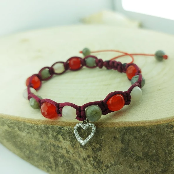 Vaoov 925 Ayar Gümüş Doğal Taşlı Dişil Enerji Bilekliği - Resim 8