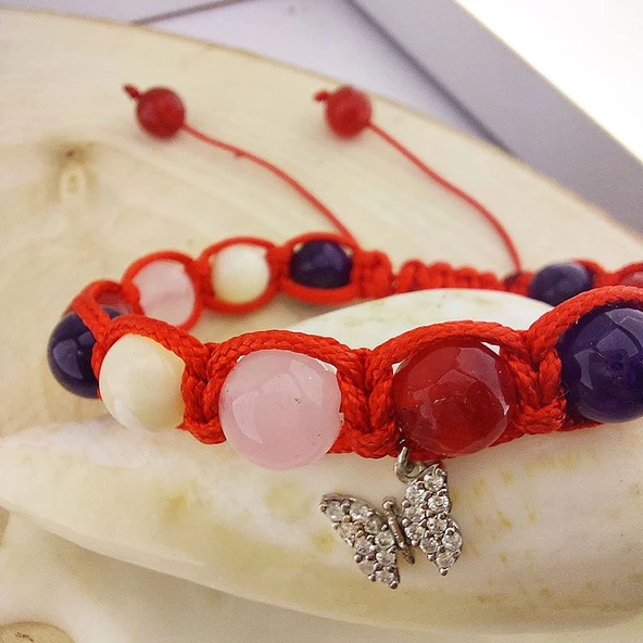 Vaoov 925 Ayar Gümüş Doğal Taşlı Pozitif Enerji Bilekliği - Resim 3