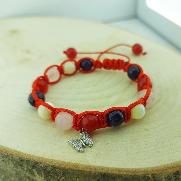 Vaoov 925 Ayar Gümüş Doğal Taşlı Pozitif Enerji Bilekliği - Resim 8