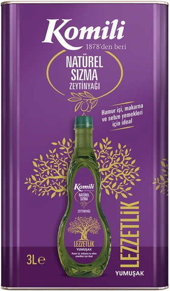 Komili Zeytinyağı 3LT Natural Ege Sızması (Teneke)