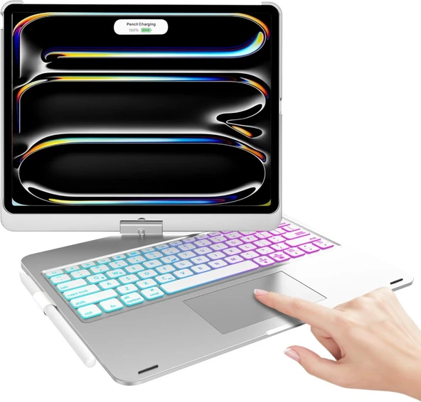 Apple iPad Pro 12.9 3. Nesil 4. Nesil Kılıf Kablosuz Dönebilen Klavyeli Case Keyboard