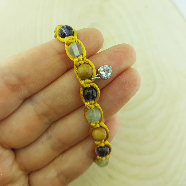 Vaoov 925 Ayar Gümüş Doğal Taşlı Bağışıklık Sistemini Güçlendiren Bileklik - Resim 7