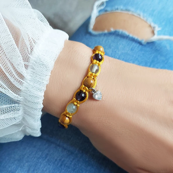 Vaoov 925 Ayar Gümüş Doğal Taşlı Bağışıklık Sistemini Güçlendiren Bileklik - Resim 2