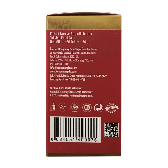 Alftamin Kudret Narı Propolis 1100 Mg 60 Tablet - Resim 3