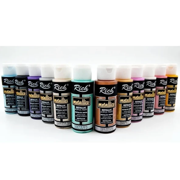 Rich Mastermix 12x60cc Akrilik Boya METALİK RENKLER Set / 14296 - Resim 3