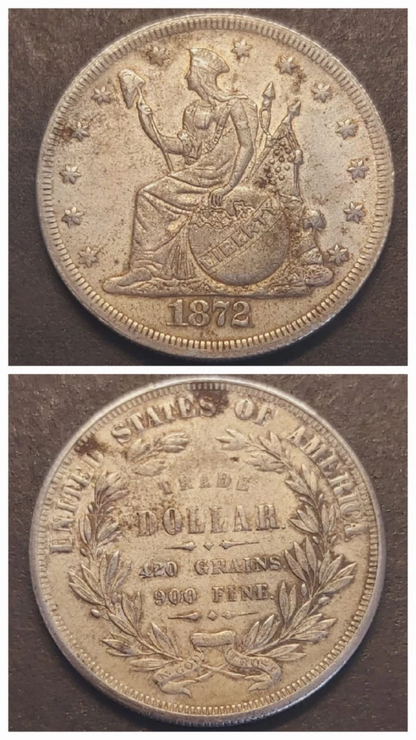 1872 Amerikan Ticaret Doları Eski Yabancı Madeni Para