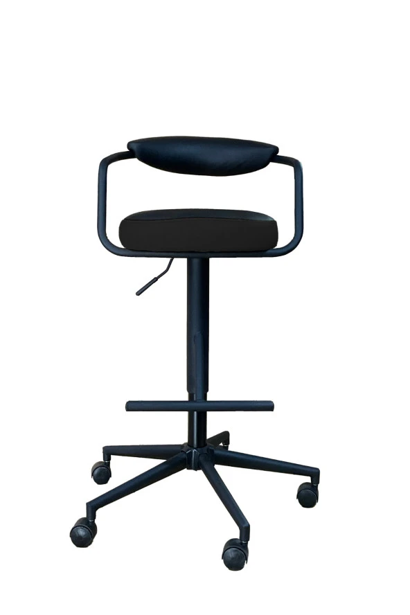 gizmo mobilya Döner Tekerlekli Siyah Çalışma Taburesi - 4