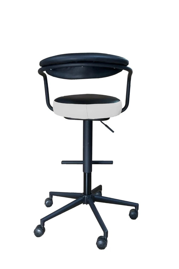 gizmo mobilya Döner Tekerlekli Beyaz Çalışma Taburesi - 2