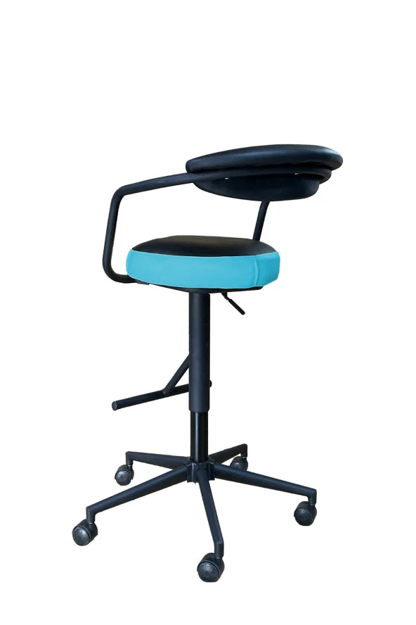 gizmo mobilya Döner Tekerlekli Turkuaz Çalışma Taburesi - 3