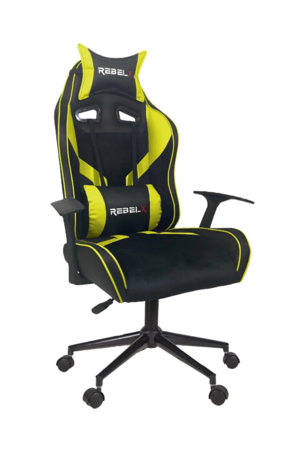 Rebelx Oyuncu Koltuğu Basic Krom Ayak Sarı Renk - Resim 3
