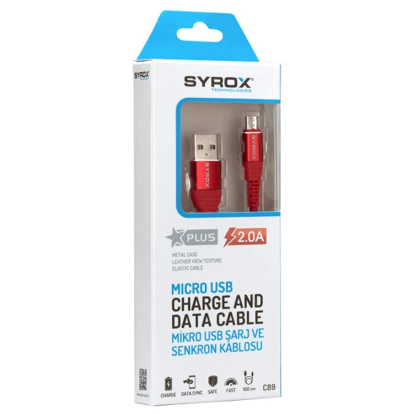Syrox 2.0A Samsung S6/S7 Micro Metal Şarj & Data Kablo 1.1Mt C89 - 4