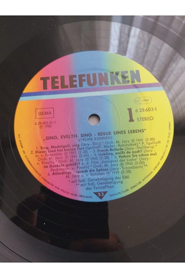 1982 Evelyn Künneke – Sing Evelyn Sing Revue Eines Lebens - vinyl - 33lük plak - 2