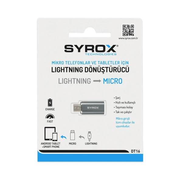 Syrox İphone Uç Giriş Micro Uç Şarj Çıkış Otg Dönüştürücü DT16