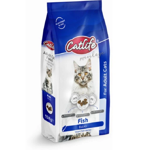 CLFD03-Catlife Balıklı Yetişkin Kedi Maması 15 Kg