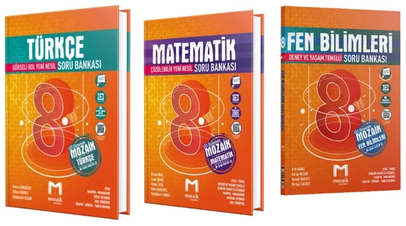 MOZAİK YAYINLARI 8. Sınıf Türkçe - Matematik - Fen Bilimleri Soru Bankası (3 Kitap)