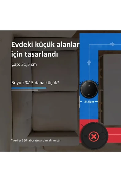 +360 Botslab C50 Vacuum Mop Kumandalı Akıllı Robot Süpürge - 5