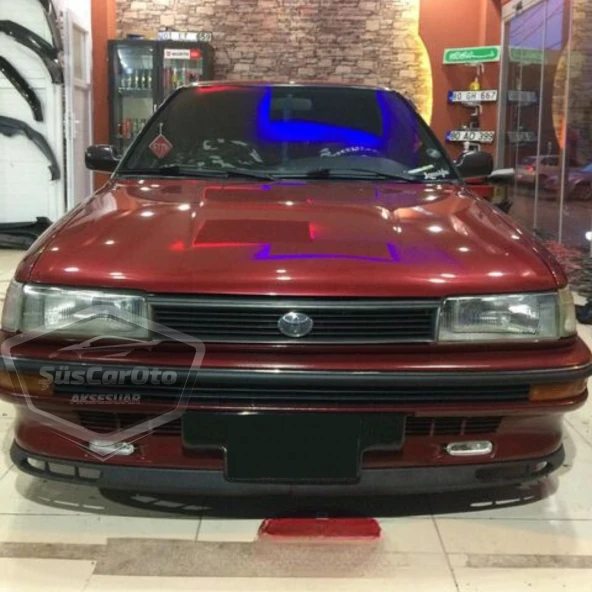 Toyota Corolla 1987-1992 Fındık Kasa Uyumlu Üniversal Laguna Lip Esnek Ön Lip 2 Parça Tampon Altı Dil Karlık Ön Ek