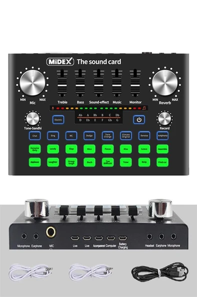 Midex VS9 Stüdyo Kayıt Canlı Yayın Ses Kartı Efektli Radyo Mikseri (Telefon ve PC Podcast Radyo Canlı Yayıncılar) ürün görseli 1