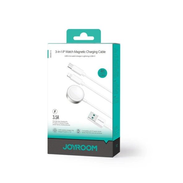 Joyroom 3'ü 1 Arada Watch Magnetic Şarj + Lightning + Type-C Kablo - 2