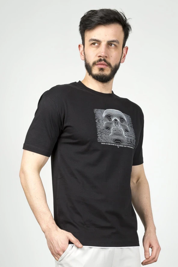 Cazador Erkek B.Yaka  K.Kol Rahat Kalıp T-shit Siyah 4173 - Resim 3