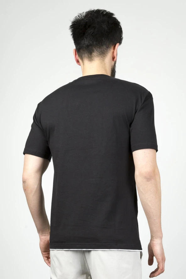 Cazador Erkek B.Yaka  K.Kol Rahat Kalıp T-shit Siyah 4173 - Resim 4